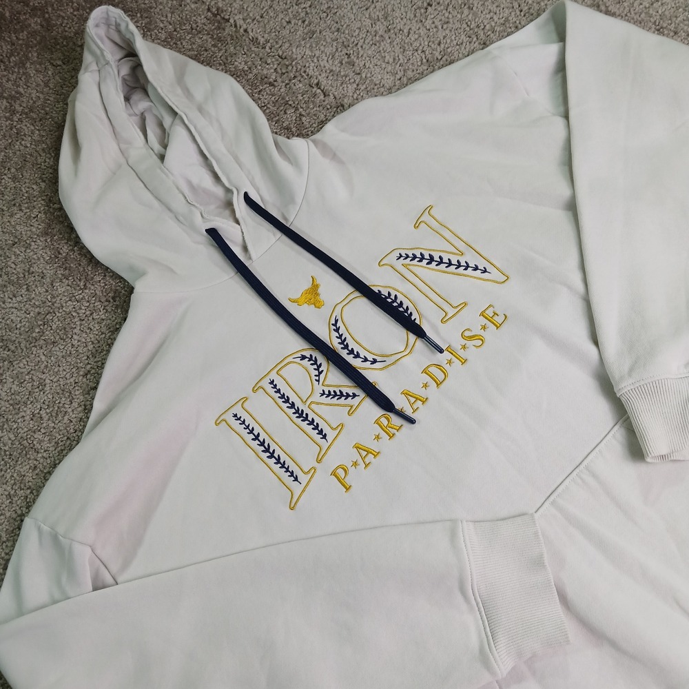 Under Armour Project Rock Iron Paradise Hoodie White Gold Brahma Bull Mens XL